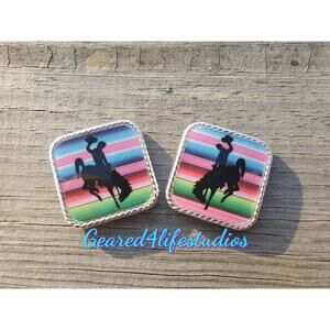 Serape print tack concho, bronc conch screwback concho, saddle conchos bridle